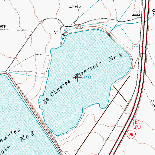 Topographic Map of Saint Charles Reservoir Number 2, CO