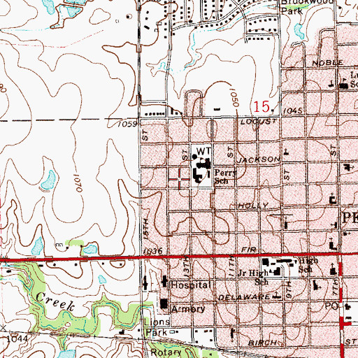 Topographic Map of Perry Division, OK