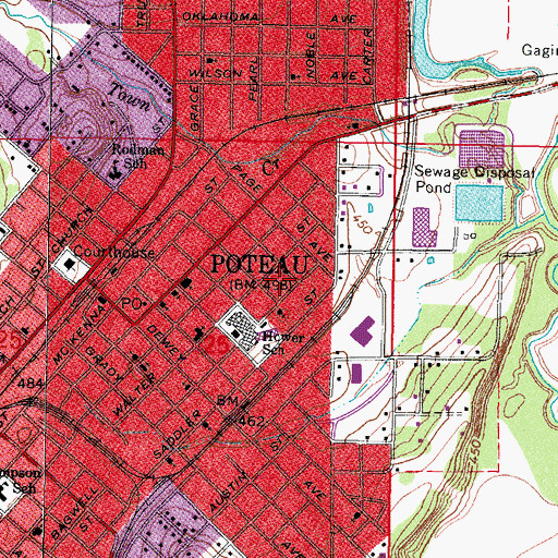Topographic Map of Poteau Division, OK