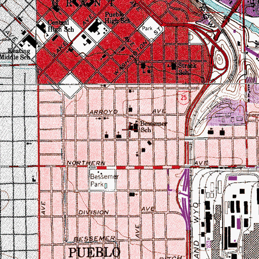 Topographic Map of Bessemer Academy, CO