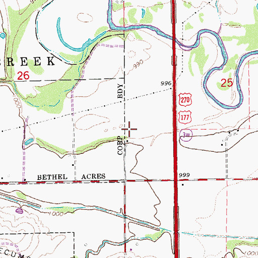 Topographic Map of Shawnee Division, OK