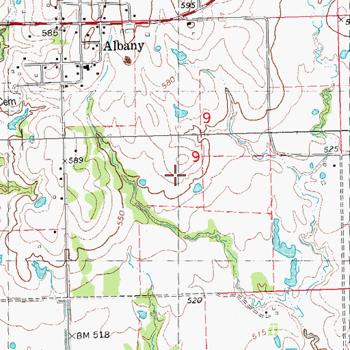 Topographic Map of Southeast Bryan Division, OK