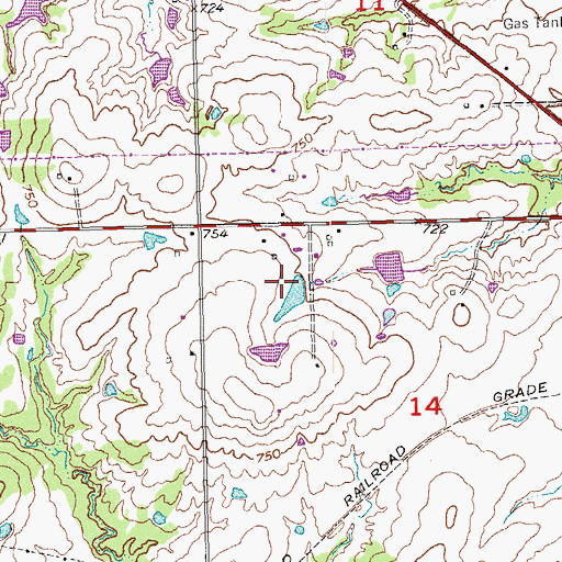 Topographic Map of Southeast Pontotoc Division, OK