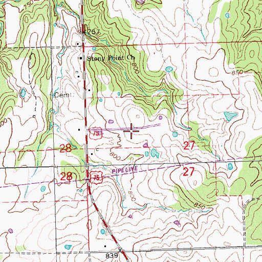 Topographic Map of South Hughes Division, OK