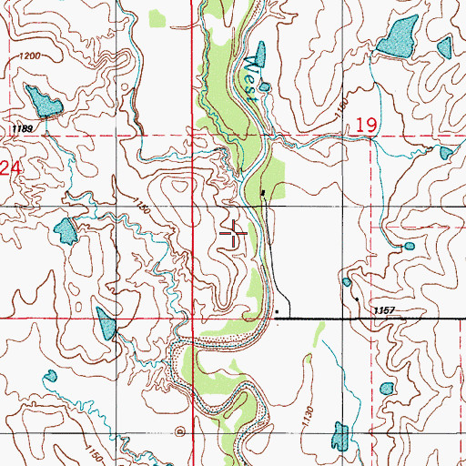 Topographic Map of Southwest Comanche Division, OK