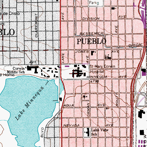 Topographic Map of Saint Mary - Corwin Medical Center, CO