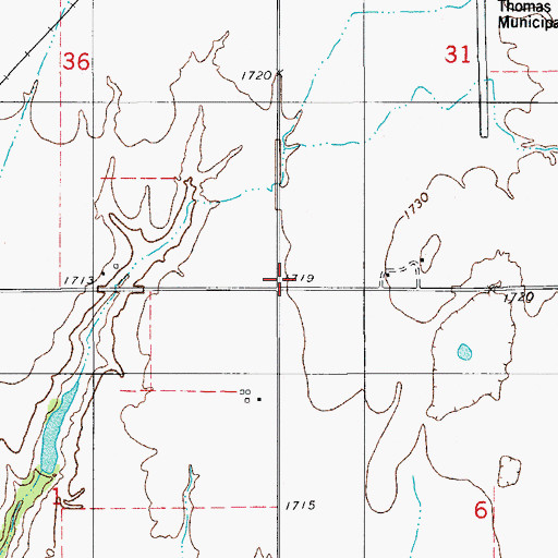 Topographic Map of Thomas Division, OK