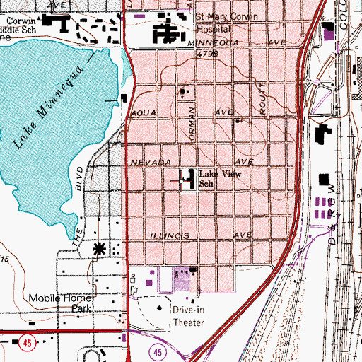 Topographic Map of Lake View School, CO