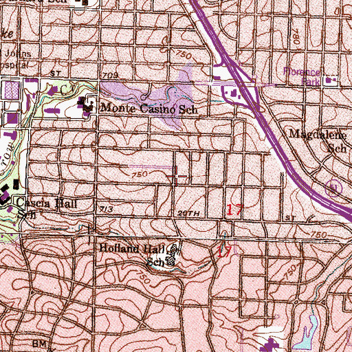 Topographic Map of Tulsa Division, OK