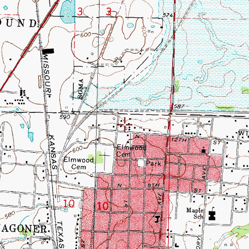 Topographic Map of Wagoner Division, OK