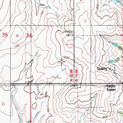 Topographic Map of Weatherford Division, OK