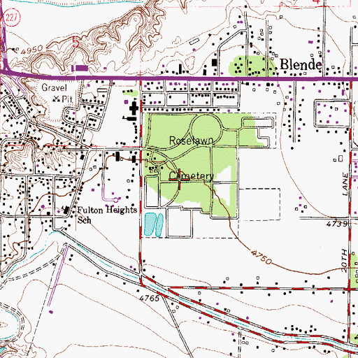 Topographic Map of Roselawn Cemetery, CO