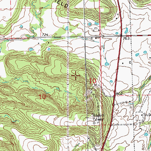 Topographic Map of Weleetka Division, OK