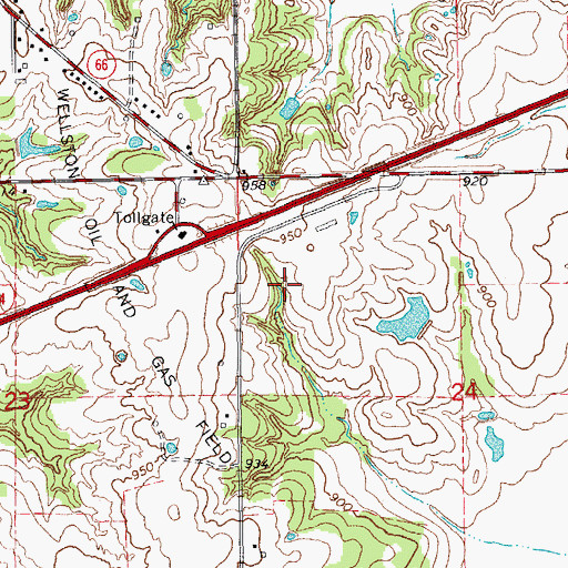 Topographic Map of Wellston Division, OK
