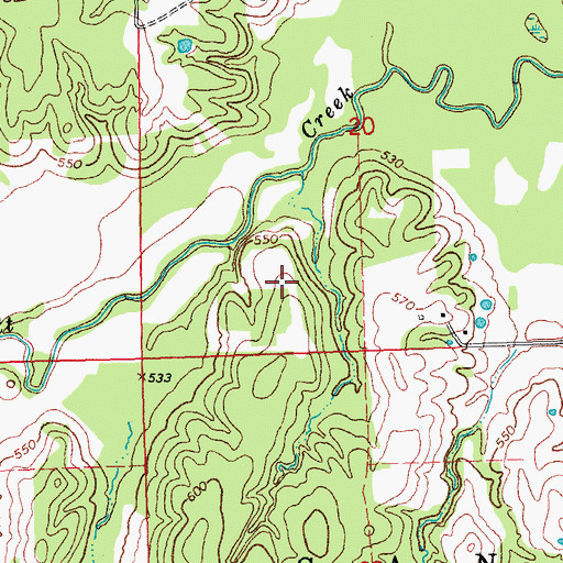 Topographic Map of West Atoka Division, OK
