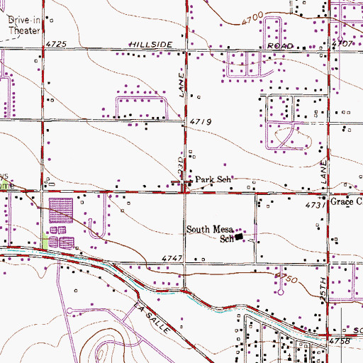 Topographic Map of Park School, CO