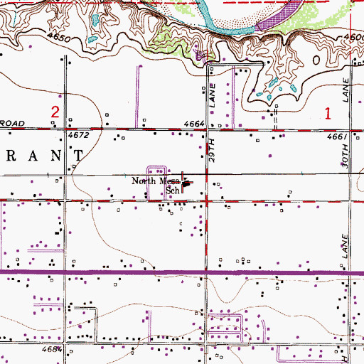 Topographic Map of North Mesa Elementary School, CO