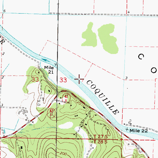 Topographic Map of Coquille Division, OR
