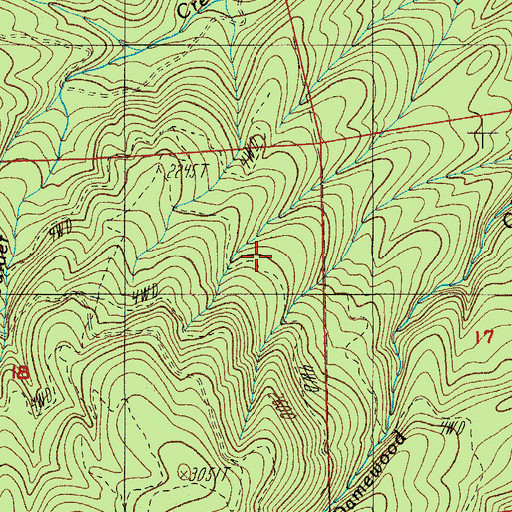 Topographic Map of Cottage Grove Division, OR