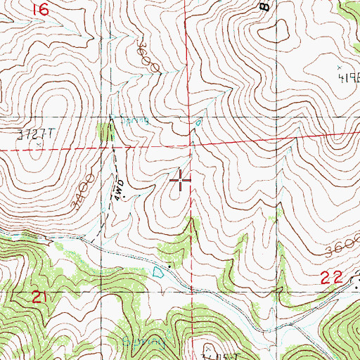 Topographic Map of Fossil Division, OR