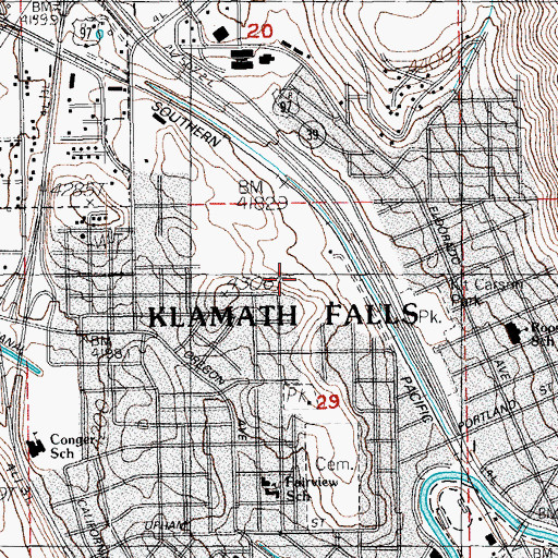 Topographic Map of Klamath Falls Division, OR