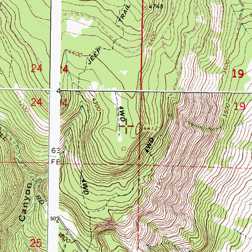 Topographic Map of La Grande Division, OR