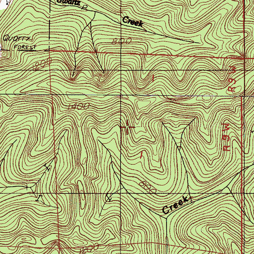 Topographic Map of Middle Siuslaw River-Triangle Lake Division, OR