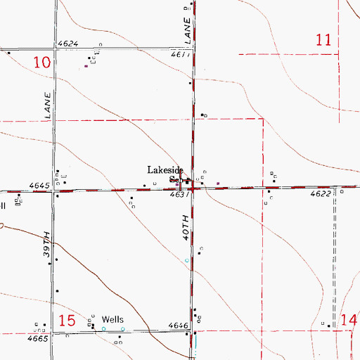 Topographic Map of Lakeside School, CO