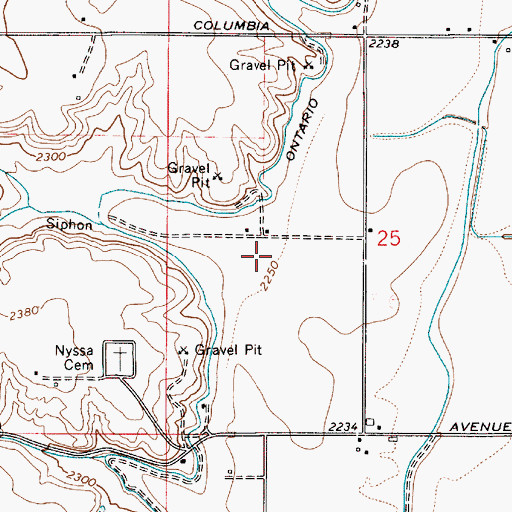 Topographic Map of Nyssa Division, OR