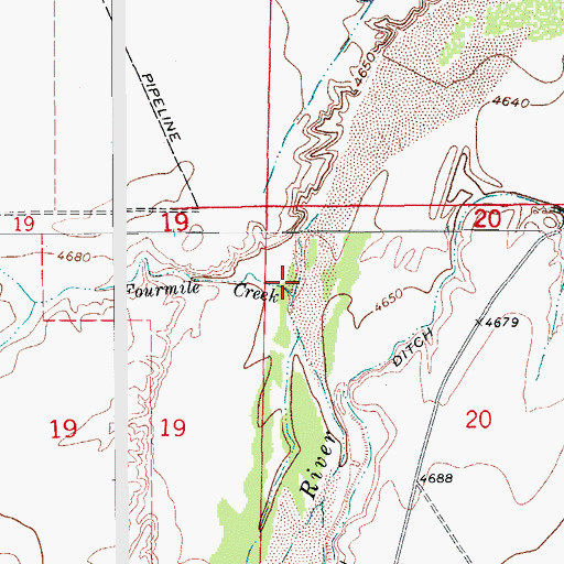 Topographic Map of Fourmile Creek, CO