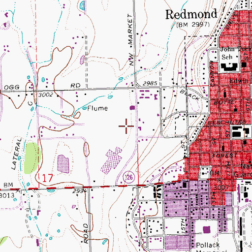 Topographic Map of Redmond Division, OR