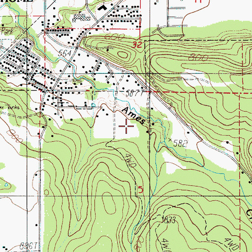 Topographic Map of Sweet Home Division, OR