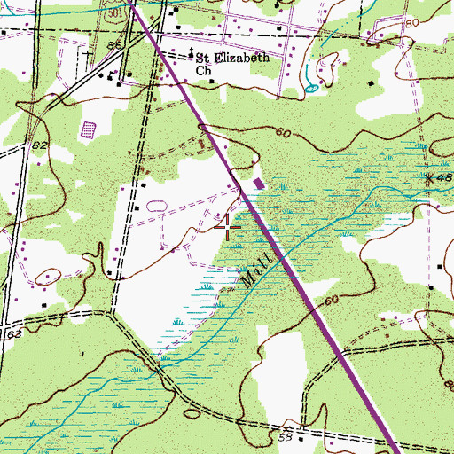Topographic Map of Aynor Division, SC