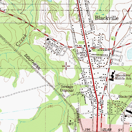 Topographic Map of Blackville Division, SC