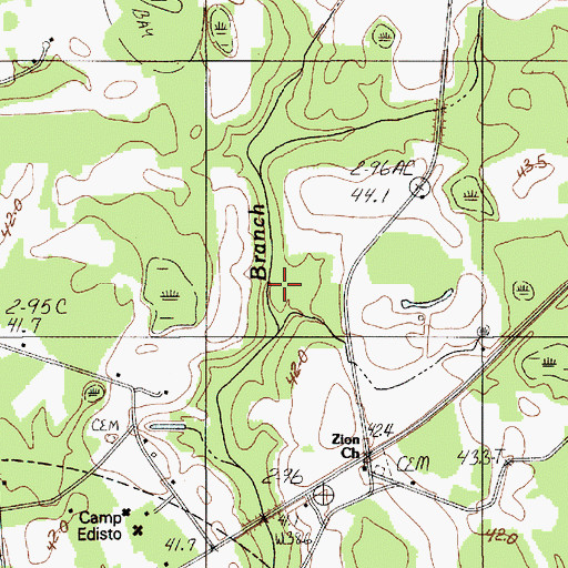 Topographic Map of Branchville Division, SC