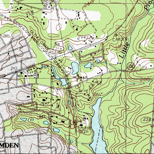 Topographic Map of Camden Division, SC