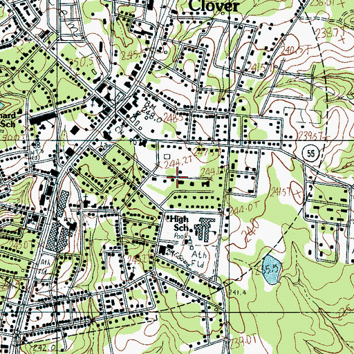 Topographic Map of Clover Division, SC