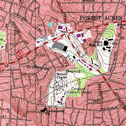 Topographic Map of Columbia Division, SC