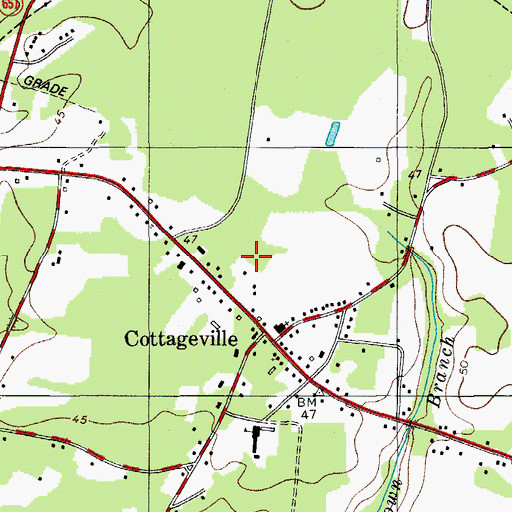 Topographic Map of Cottageville Division, SC