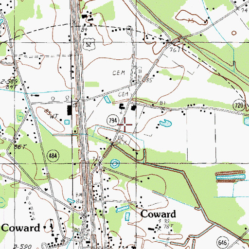 Topographic Map of Coward Division, SC