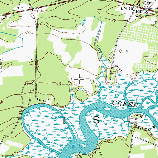 Topographic Map of Edisto Island Division, SC