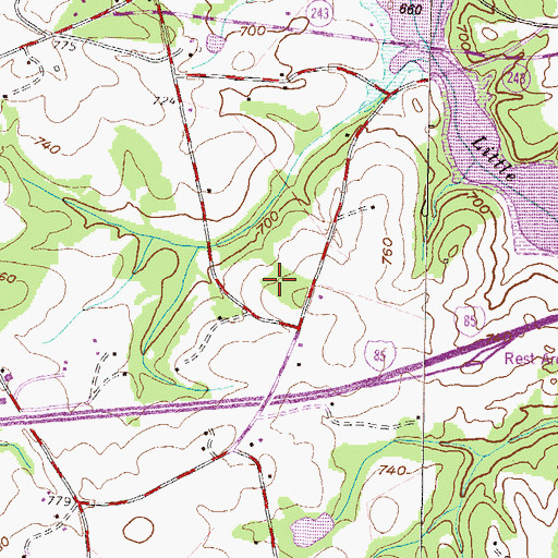 Topographic Map of Townville Division, SC