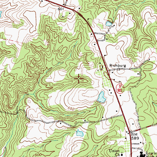 Topographic Map of Richburg Division, SC