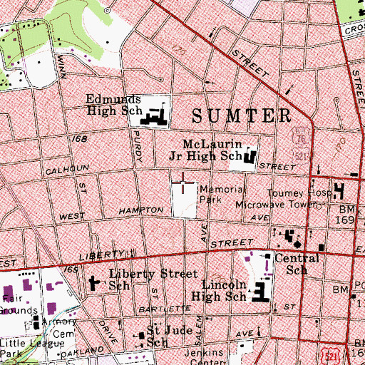 Topographic Map of Sumter Division, SC