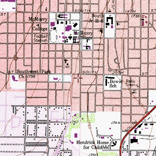 Topographic Map of Abilene Division, TX