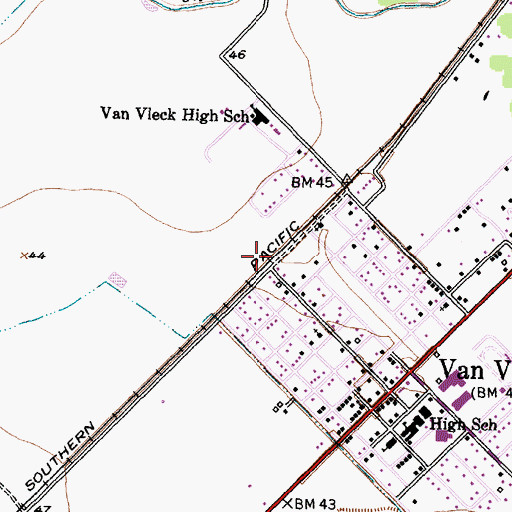 Topographic Map of Bay City Division, TX
