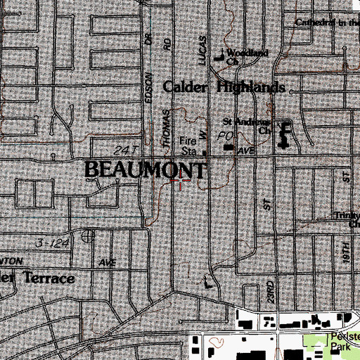 Topographic Map of Beaumont Division, TX