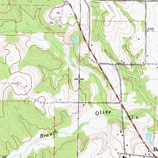 Topographic Map of Bettie Division, TX