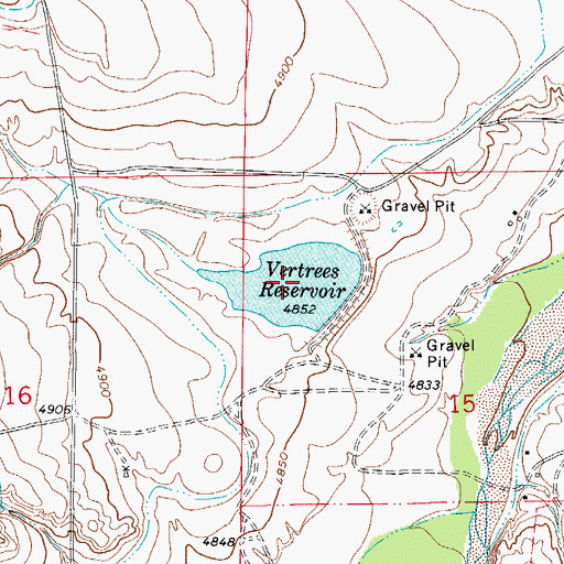 Topographic Map of Vertrees Reservoir, CO