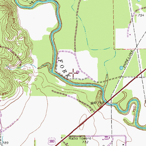 Topographic Map of Bridgeport Division, TX